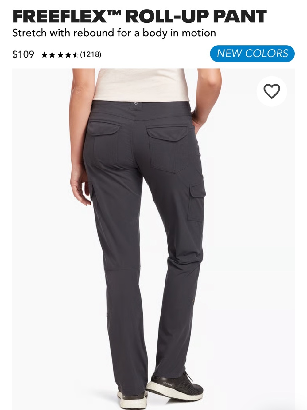 Kuhl Freeflex Roll-Up Pant — Charcoal Straight Leg